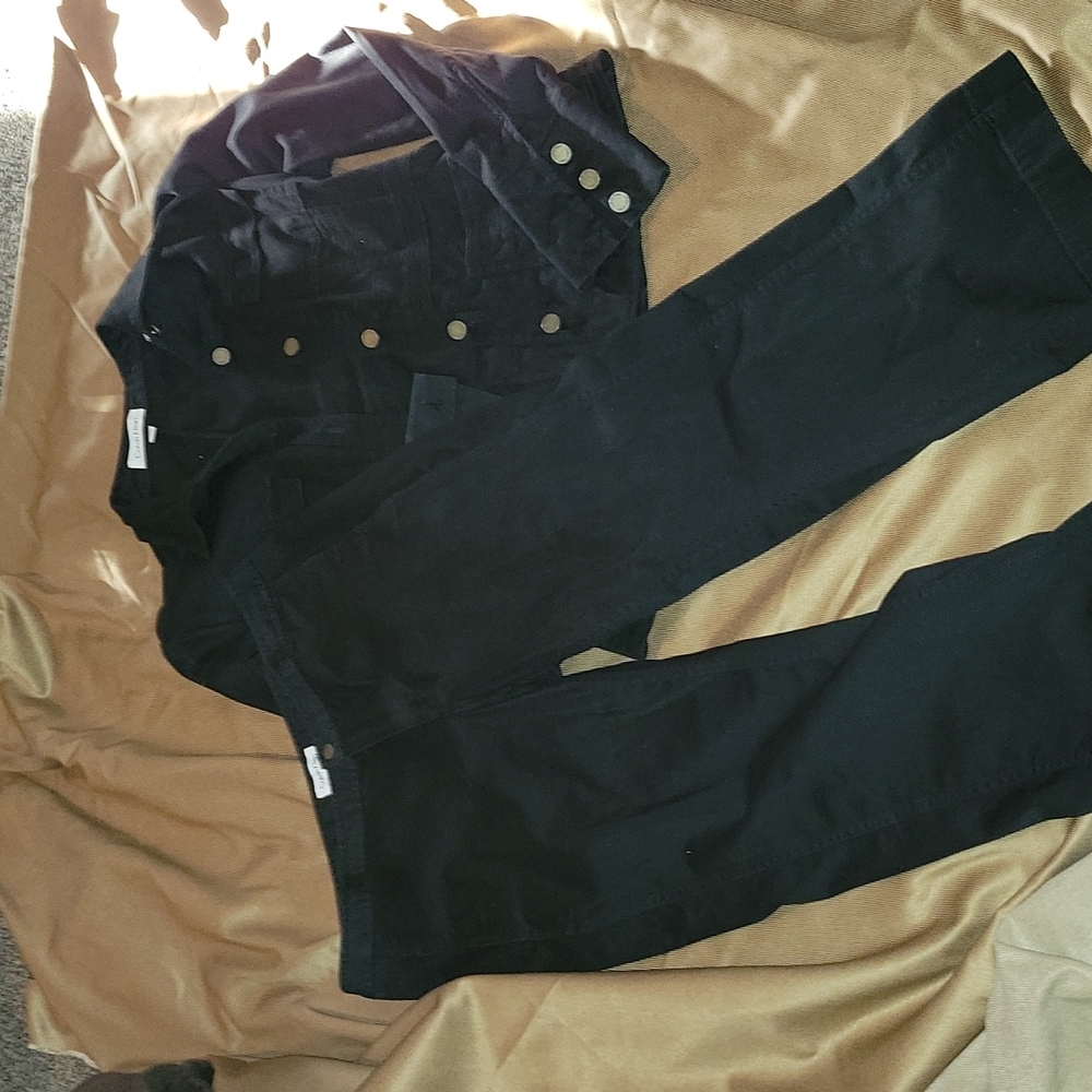 CALVIN KLIEN JACKET SZ12 AND MATCHING PANTS SZ 10 BLACK